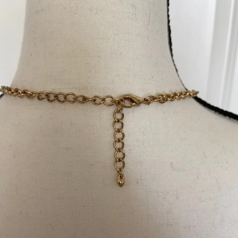 Navy & Gold Statement Necklace - Picture 3 of 3